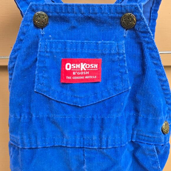 Vintage Oshkosh Bgdosh Vestbak Courdoroy Overalls 3-6 Months In Dark Blue - Picture 2 of 9